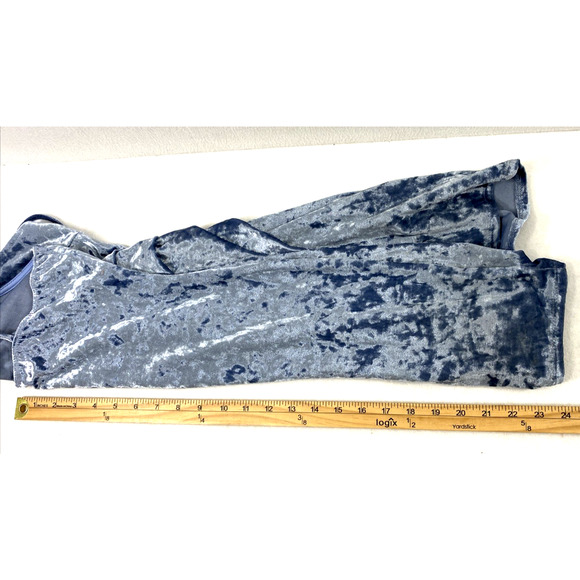 Womens Crushed Velvet Dress Sz Large Blue Ruched Fairy Hoco Party Event - Picture 8 of 9